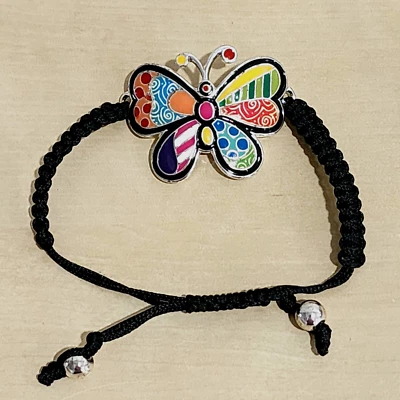 Pulsera Butterly Boho Multicolor Hermosa Cadena Negra Ajustable Macramé OS Foto 1 de 4
