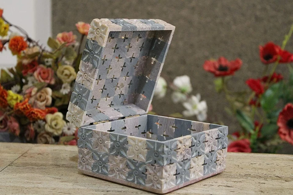 HANDCARVED MARBLE STONE MULTIPURPOSE STORAGE BOX FOR HOME DECOR GIFT PURPOSE - Image 1 of 1
