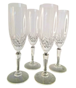 Avon Crystal Champagne Flutes Glasses 6 oz Set of 4 Wheel Cut Pineapple 24% Lead - Picture 1 of 12