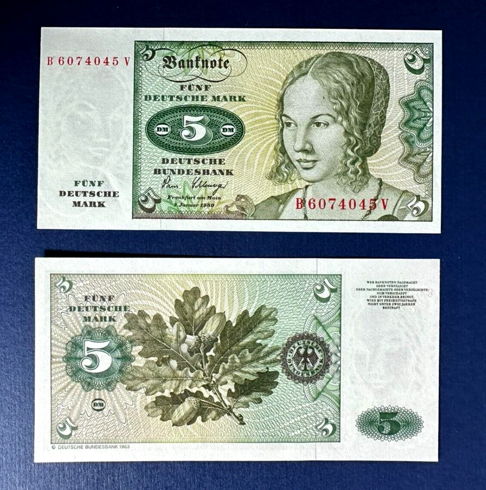 1 Germany Federal Republic, 5 Mark, 1980, P-30 (30b), UNC Pre-Euro - Image 1 of 1