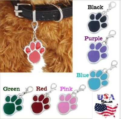 Эмаль лапы печати воротник подвеска - молнии тянуть - ярлык - собака, щенок, черный красный фиолетовый - Изображение 1 из 3