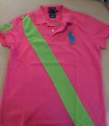 Ralp Lauren Womens Polo Shirt With Sash Size Large Color Pink And Blue