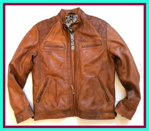 Stunning Men's AVIATRIX Tan Leather Jacket Coat Superb Design Mint Condition. - Picture 1 of 7