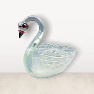 LOETZ: CLEAR SWAN ART DECO GLASS SWAN VASE OR BOWL, 8.25" NUMBERED - Picture 1 of 12