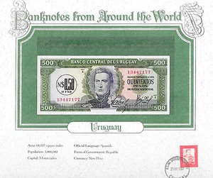World Banknotes Uruguay 0.50 Nuevo Peso on 500 Pesos 1975 P 54 UNC - Picture 1 of 1