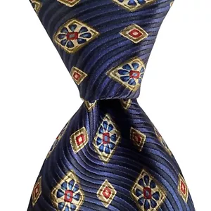 JOS. A. BANK Signature Gold Silk XL Necktie Designer LIMITED Geometric Blue EUC - Picture 1 of 3