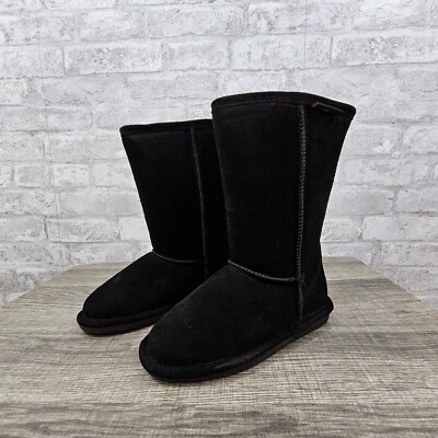 NWT Bearpaw Winter Boots Youth Size 1 Black Emma Tall Suede Wool Blend - Image 1 of 4