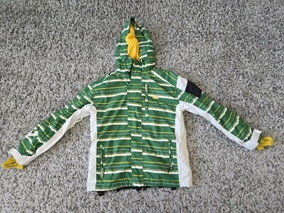 Vintage Y2K DC Striped Snowboard Jacket Retro Green Yellow Boys Sz M - Image 1 of 4