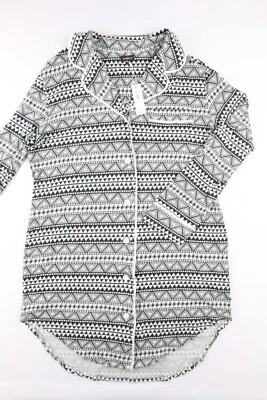 Cosabella Geometric Night Shirt Black White Size L Collared Pocket 129.99$ - Image 1 of 4