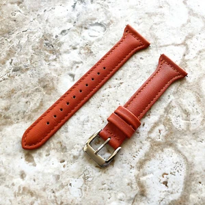 Orange Slim Leather Watch Band Strap for TicWatch Pro 3 E2 S2 and GTX - B22 - Picture 1 of 5