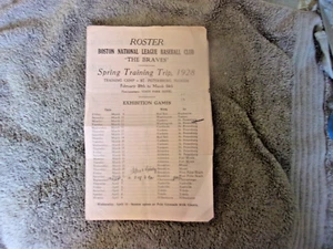 1928 Boston Braves Media Guide Anuario Programa Lista Rogers Hornsby Béisbol - Imagen 1 de 4