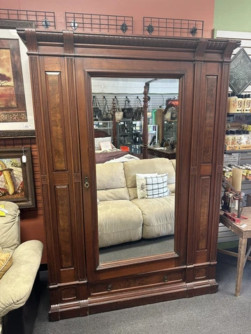 Antique Wood Mirrored Wardrobe Armoire Cover