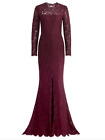 NWT Rachel Zoe Angie Fig Purple Lace Open Back Long Sleeve Gown Dress Sz 10 $525