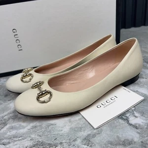 GUCCI Ballerines Horsebit Ballet Flats Beige Leather 3.5 UK or 6.5 US 36.5 EUR - Picture 1 of 12