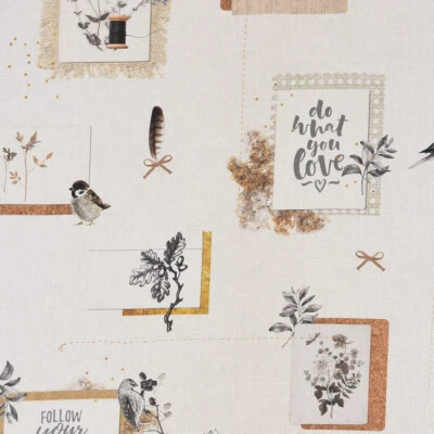 Dekostoff Baumwollstoff Halbpanama Lebensweisheiten beige 140cm Breite - Bild 1 von 4