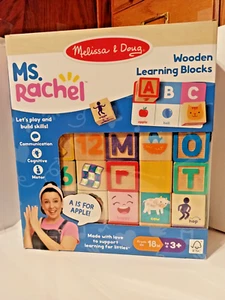 MS. RACHEL Melissa & Doug BLOQUES DE APRENDIZAJE DE MADERA Letras y Números 2024 BRND NUEVO - Imagen 1 de 4