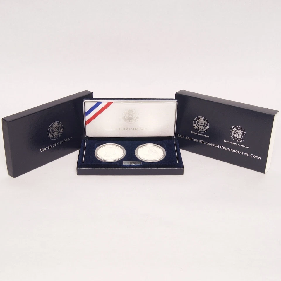 2000 Erickson & Iceland Commemorative Proof Silver Dollars 2-Coin Set - Image 1 of 3