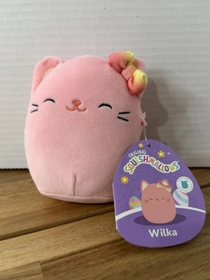 Squishmallows Wilka The Pink Cat With Bow 4.5” Plush Toy Ships Fast! - Image 1 of 3