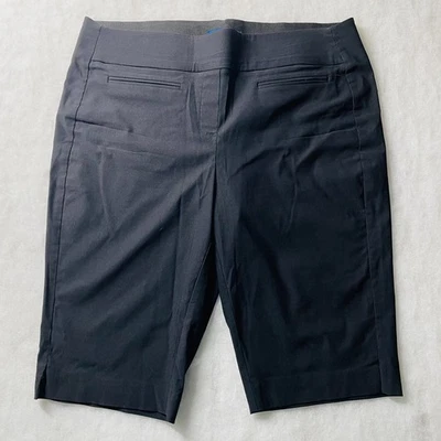 Apt. Bermudas 9 femininas pretas elásticas na cintura tamanho X-Grande - Imagem 1 de 4