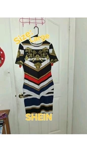 (LG)SHEIN Bodycon-Midikleid mehrfarbig 3/4-Ärmel - Bild 1 von 4