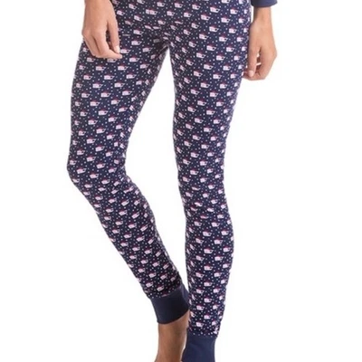 Vineyard Vines Navidad Papá Noel Sombrero Ballena Pijama Dormir Legging Pantalones Talla Mediana Foto 1 de 4