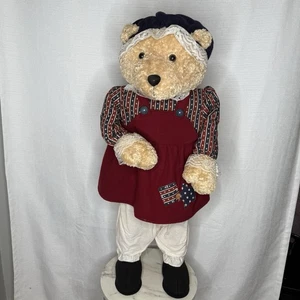 VTG Americana Bear Poseable Christmas Patriotic Red White Blue 36” Country - Picture 1 of 10