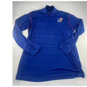 Camisa Jayhawks de la Universidad de Kansas para Hombres Grande Azul Ropa Deportiva 1/4 Cremallera Pullover Ligera - Imagen 1 de 10
