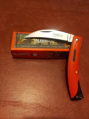 Marbles Reaper Folding Knife Finish Stainless Blade Black/Orange G10 Handle 590 - Image 1 of 4
