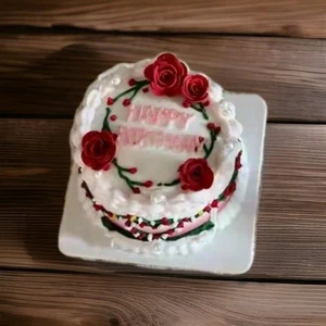 Miniature Dollhouse Happy Birthday Cake Handmade Beautifully Decorated - Bild 1 von 2