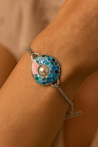 Majorica 925e Silber Perlenarmband  Verschluss mit Perlen Silber Schmuck Armband - Bild 1 von 5