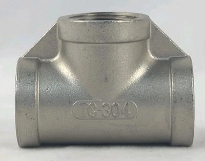 3/4" 150 Female G Thread  NPT Pipe Tee Cast 304 Stainless Steel Fitting - Image 1 of 2