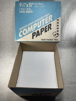 Vintage Dot Matrix Computer Paper Register Bond 9.5 X 11 Inch 50% Full Box - Image 1 of 4