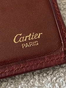 Vintage CARTIER  grained-leather card holder Bordeaux Leather  - Picture 1 of 10