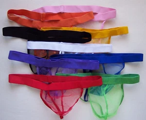 K037 HOT SEXY MEN'S C-THRU SHEER POUCH STRING THONG  - Picture 1 of 9
