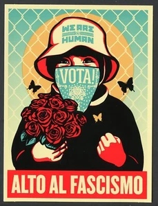 We Are Human - Alto Al Fascismo VOTA! Shepard Fairey XL Sticker  Obey Giant - Picture 1 of 1