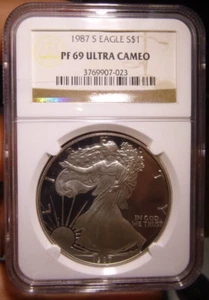 1987 S PROOF SILVER EAGLE NGC PF69 ULTRA CAMEO - Picture 1 of 4