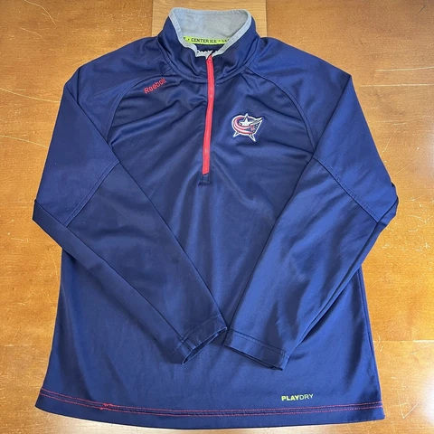 Columbus Blue Jackets Sweater Mens Medium Blue 1/4 Zip Pullover Center Ice NHL Cover