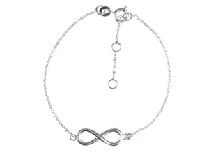 1x Pulsera de Plata Esterlina 925 Infinito Eternidad con Cadena de Extensión 7,5"  - Imagen 1 de 1
