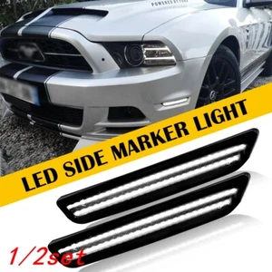 White Front Side Fender Flare Marker LED Lamp Light Fit 10-14 Ford Mustang 2/4/6 - Picture 1 of 23