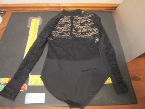 Leotardo doble platino Performancewear patinaje sobre hielo encaje negro talla XL #N7647 - Imagen 1 de 5