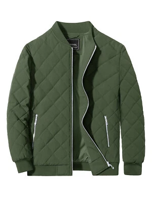 Chaqueta acolchada de diamantes para mujer Chaqueta de bombardero informal de invierno Abrigos cálidos con cremallera completa Foto 1 de 4