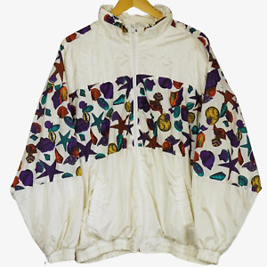 Vintage Women's Nylon Ski Jacket ~ Seashells Activewear 90s Kath Kim ~ XLarge