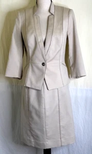 White House Black Market Women's 2-Piece Suit Blazer & Skirt in Beige Size 4 - Picture 1 of 11