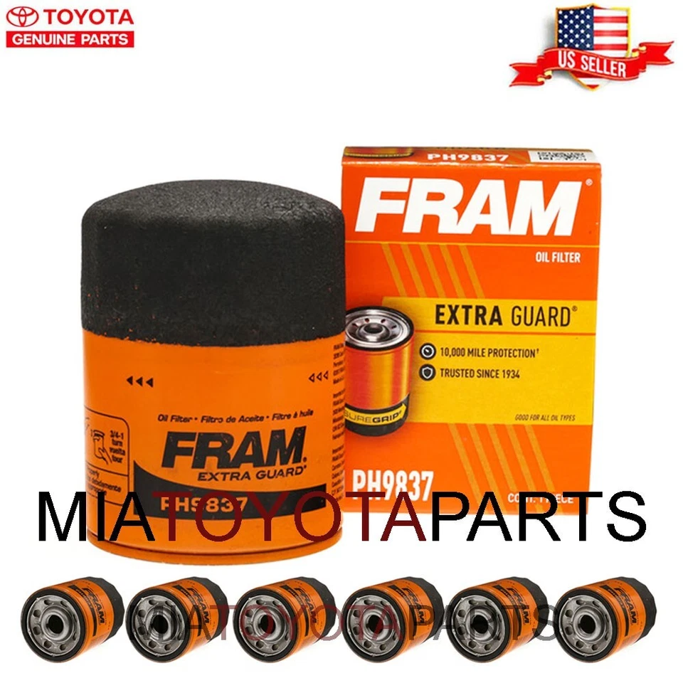 6 Pack Fram Oil Filter PH9837 Extra Guard Buick Cadillac GMC Hummer Isuzu - Изображение 1 из 4