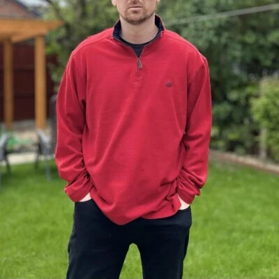 Chaps Red Fleece Jacket Men's Size XL Quarter Zip Windbreaker Jumper Jacket - Image 1 of 4