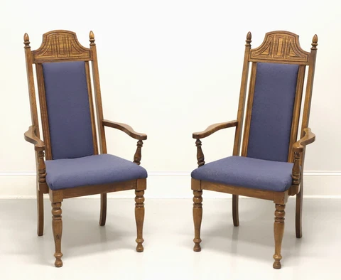 BURLINGTON HOUSE Oak Spanish Revival Dining Armchairs - Pair Cover