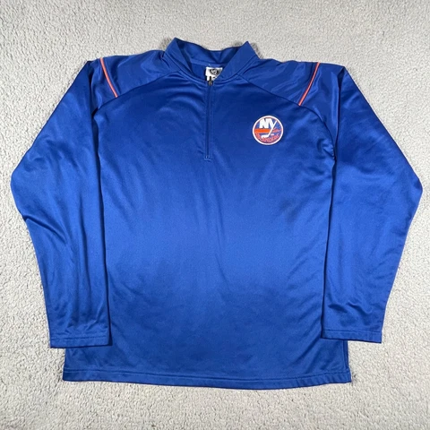 New York Islanders Sweater Mens XXL Blue Quarter Zip Hockey NHL Puck Skate Rink Cover