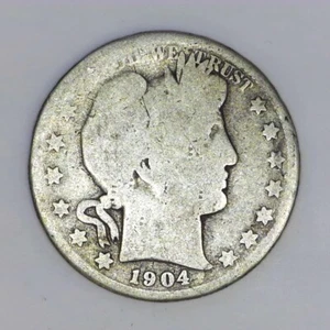 Moneda de medio dólar barbero 1904-S 90 % plata 50 c AG e361 - Imagen 1 de 2