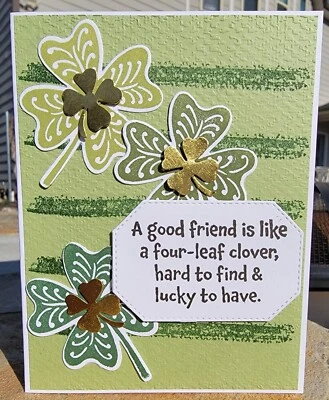 St. Patrick's Day Handmade Card Kit, Stampin Up LUCKY CLOVER, Four Leaf Clover, - Image 1 of 4