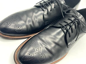 John White schwarz Leder Herren elegante Schuhe Derby Rogue gepolstert schwarze Innensohle Größe 11 - Bild 1 von 22